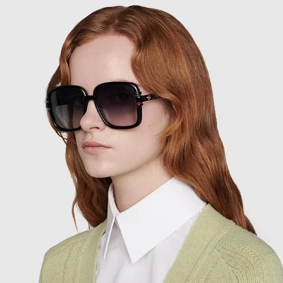 NEW GUCCI BLACK GREY SUNGLASSES GUCCI OVERSIZED WOMEN EYEWEAR